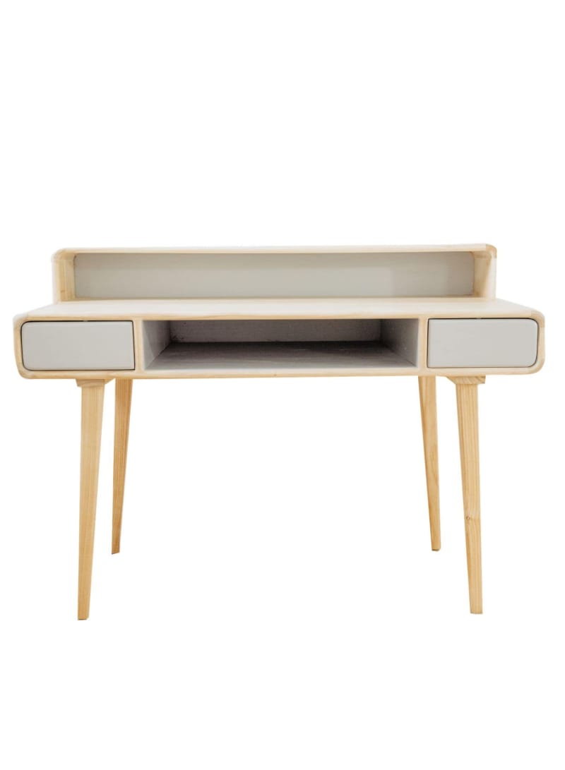 Bureau bois massif mindy naturel et gris Bureau bois massif mindy naturel et gris