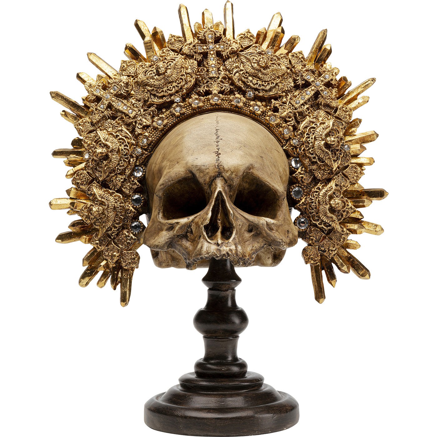 Statuette crâne avec couronne en polyrésine H42