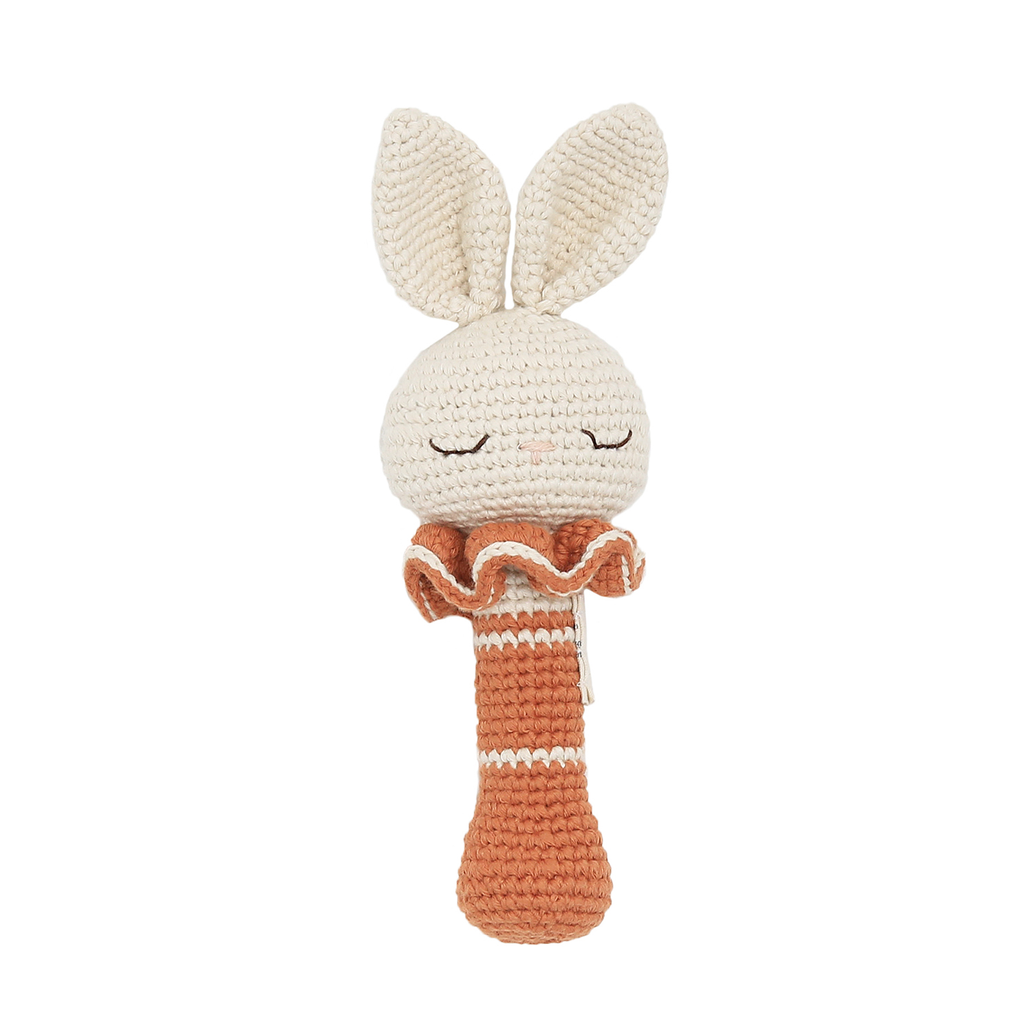 Hochet en crochet lapin Brique