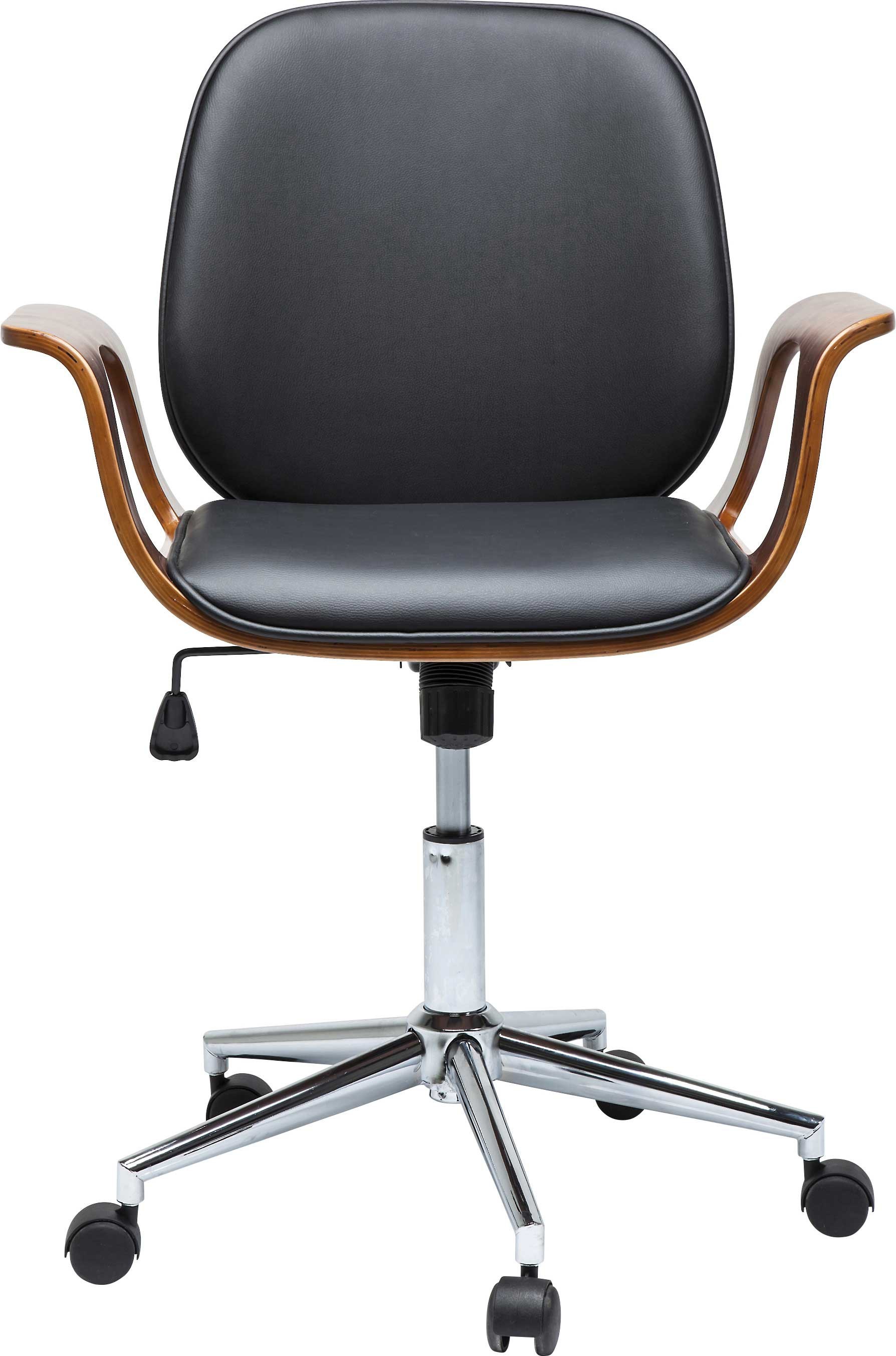 Chaise de bureau pivotante réglable à roulettes noire Chaise de bureau pivotante réglable à roulettes noire