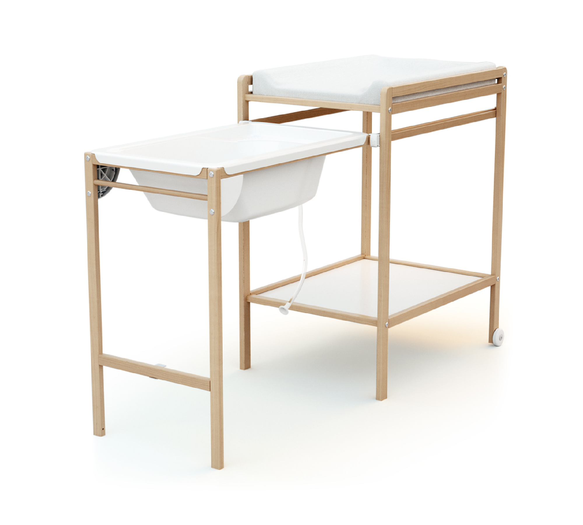 Table à Langer avec baignoire en bois de hêtre verni Essentiel (AT4) - Couverture