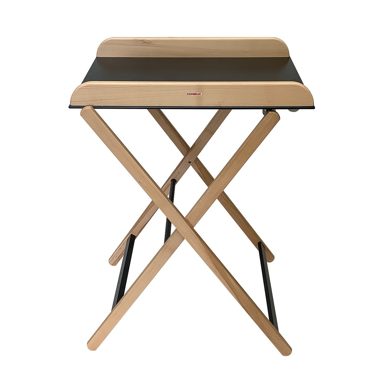 Table à langer pliante bicolore en hêtre massif noir 55x80 (Combelle) - Image 1
