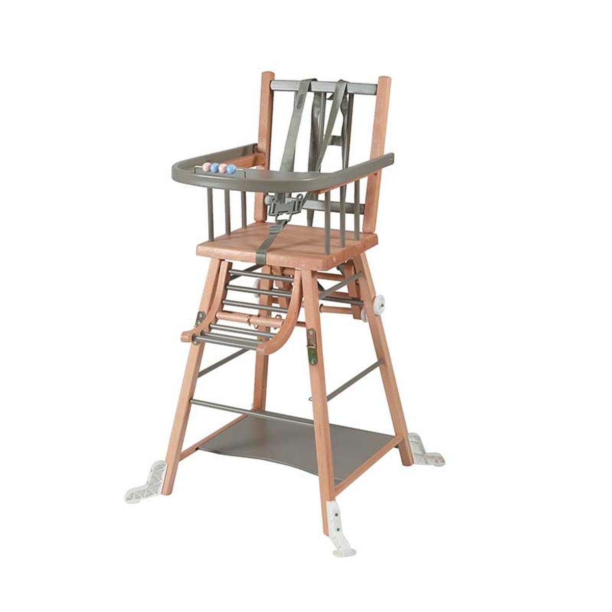 Chaise haute bébé en bois bicolore gris - 57x95 cm Chaise haute bébé en bois bicolore gris - 57x95 cm