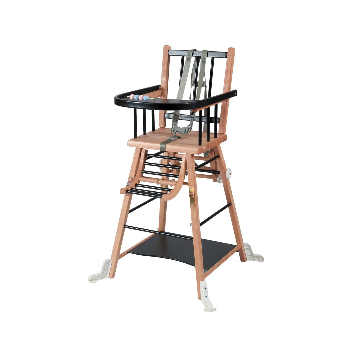 Chaise haute bébé en bois bicolore noir - 57x95 cm Chaise haute bébé en bois bicolore noir - 57x95 cm