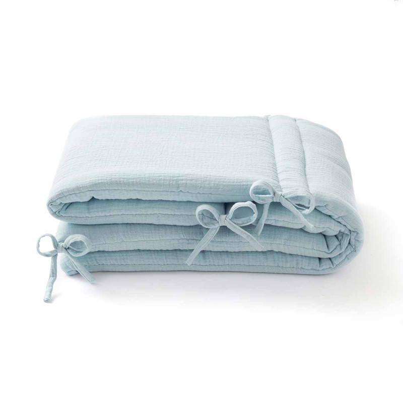 Tour de lit en gaze de coton bleu glacier Tour de lit en gaze de coton bleu glacier