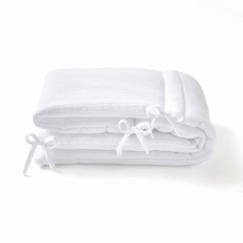Tour de lit en gaze de coton blanc