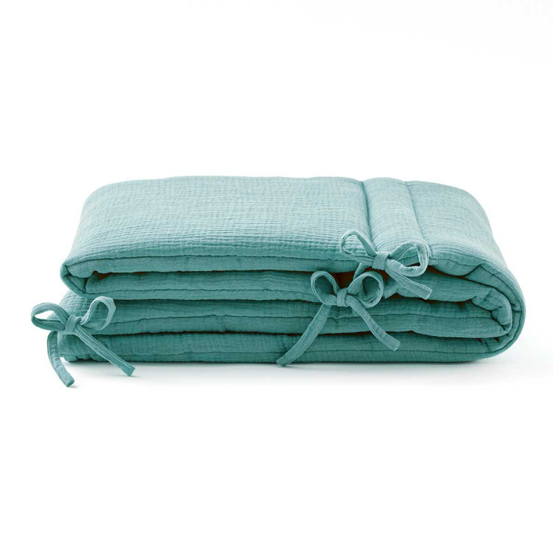 Tour de lit en gaze de coton vert eucalyptus Tour de lit en gaze de coton vert eucalyptus