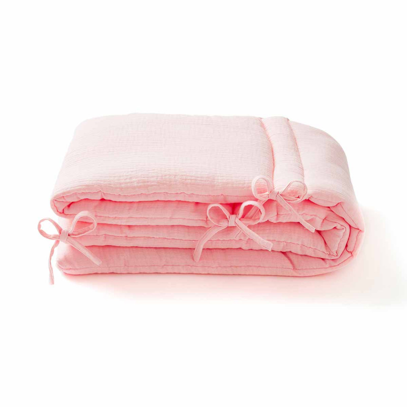 Tour de lit en gaze de coton rose blush