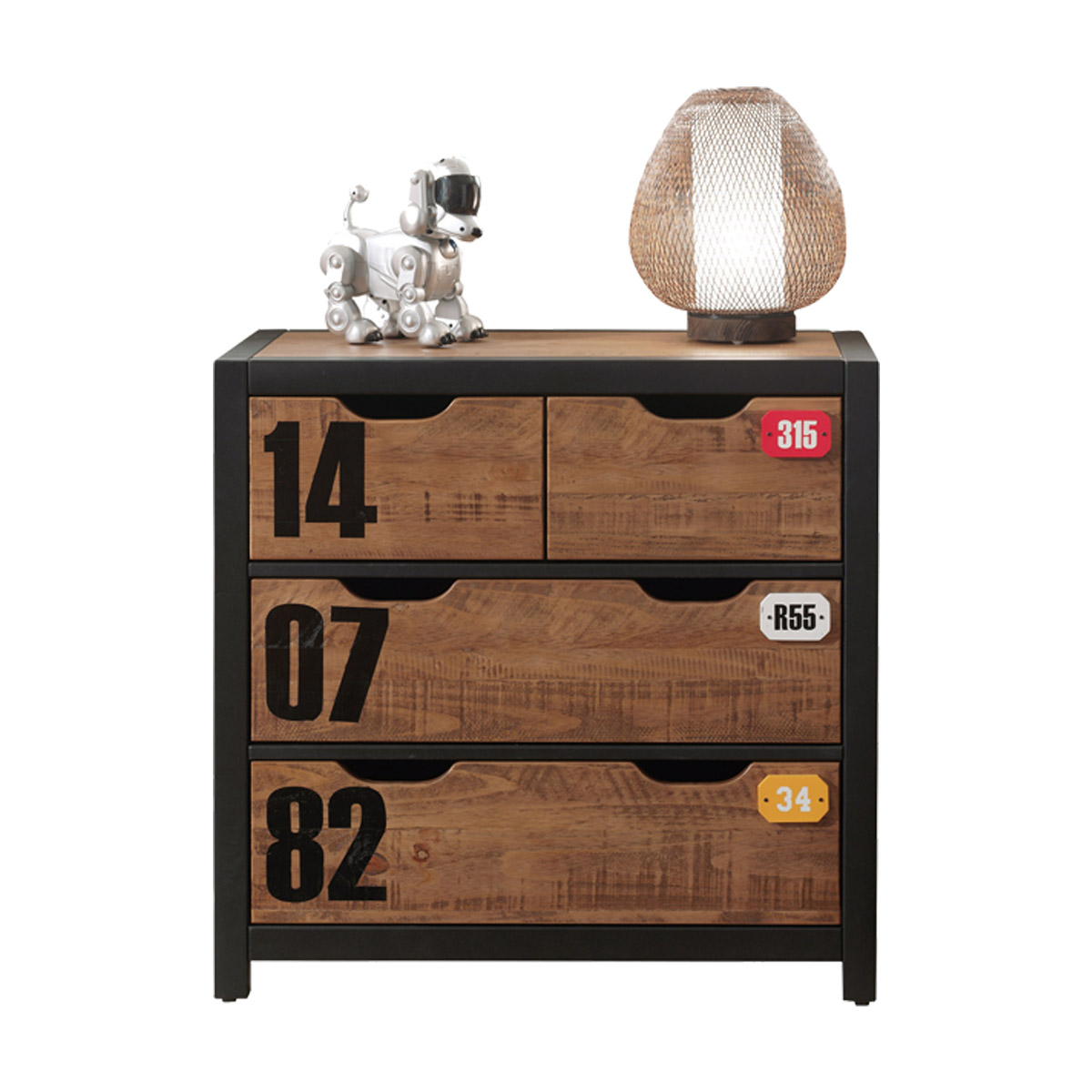 Commode 4 tiroirs noir bois Commode 4 tiroirs noir bois
