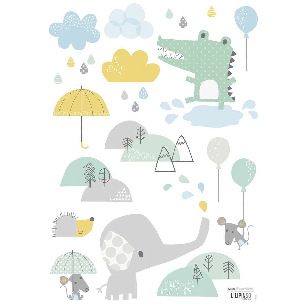 Stickers crocodile et éléphant en Vinyle mat Multicolore Stickers crocodile et éléphant en Vinyle mat Multicolore