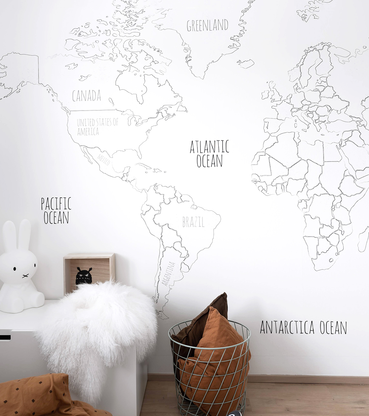 Décor mappemonde en Papier Gris Décor mappemonde en Papier Gris