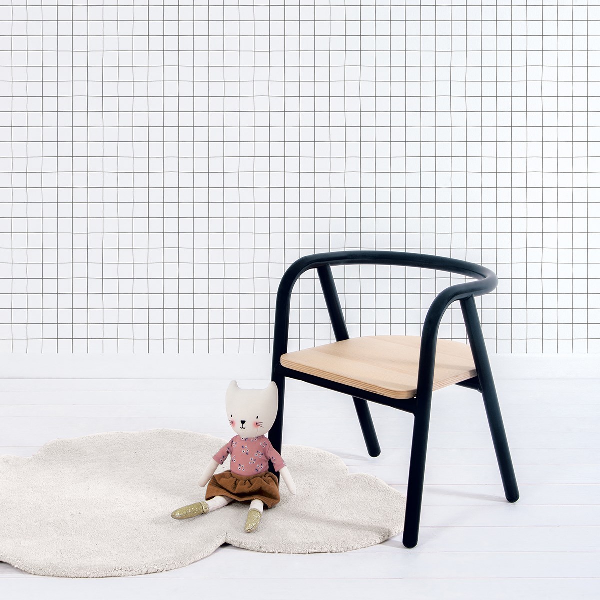 Papier peint quadrillage en Papier Blanc 50cm x 10m (Lilipinso) - Couverture