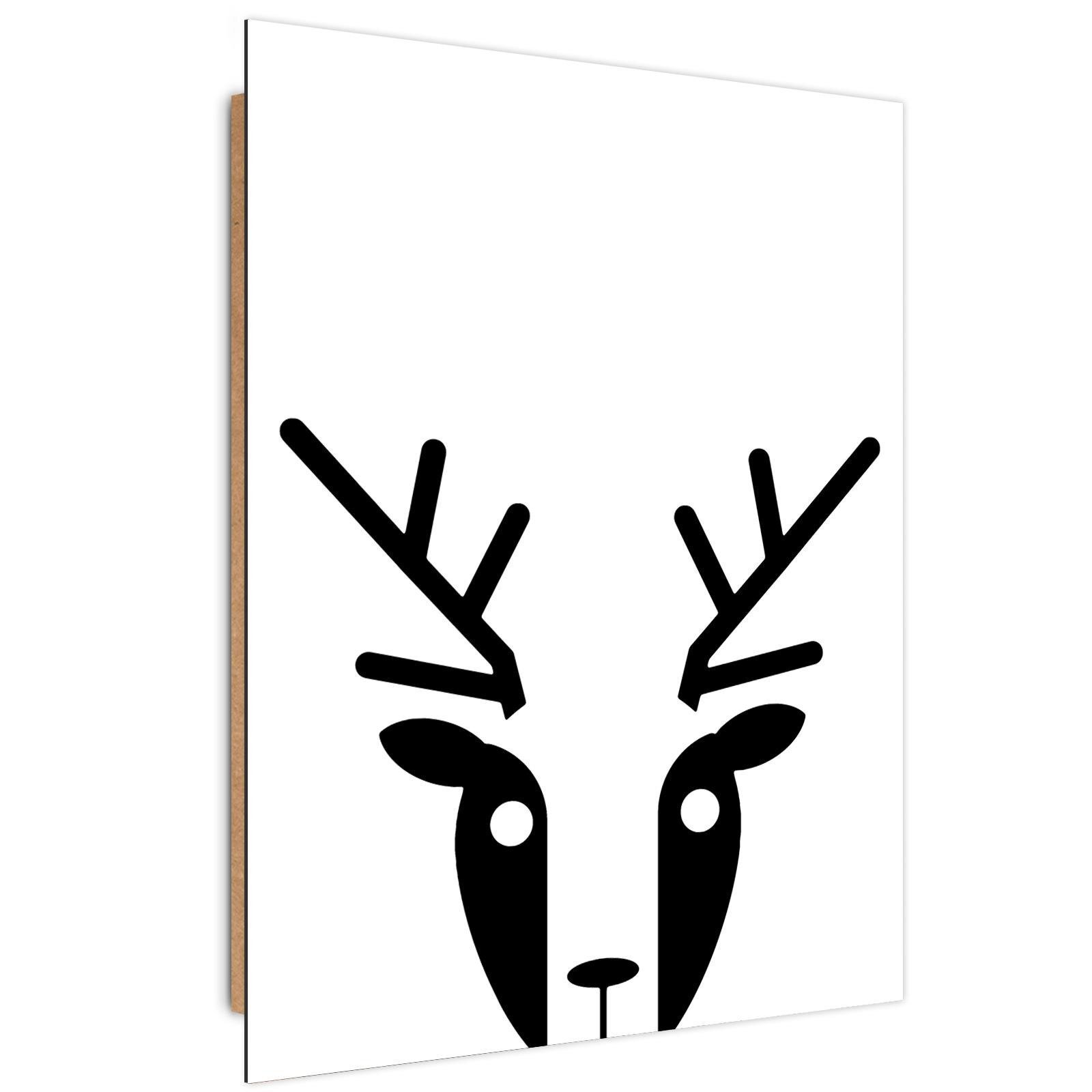 Tableau enfant bois contrast deer noir et blanc 60x90 Tableau enfant bois contrast deer noir et blanc 60x90
