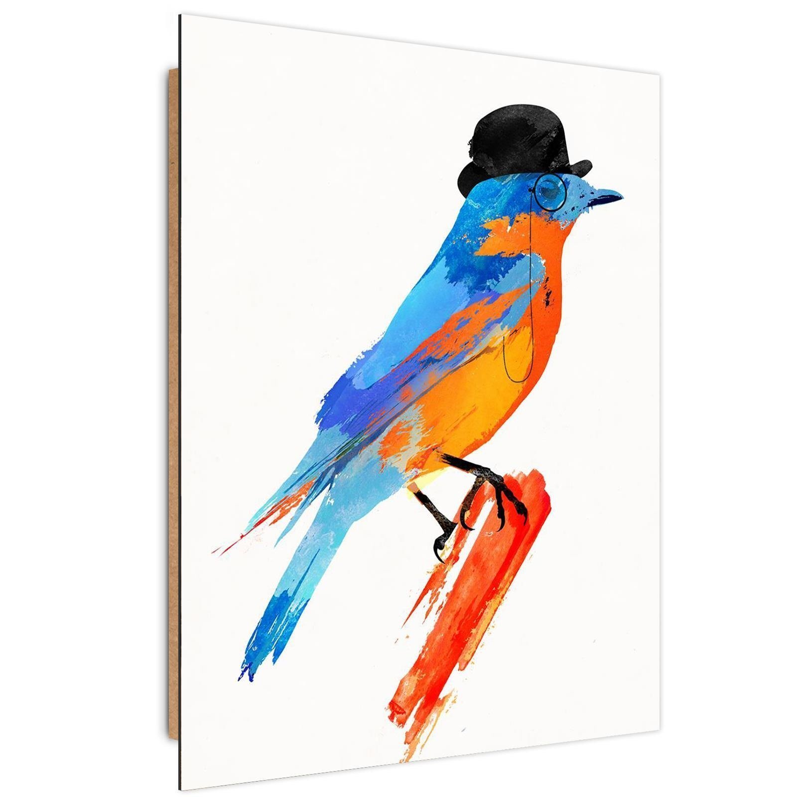 Tableau enfant bois bird in a bowler hat orange 40x60 Tableau enfant bois bird in a bowler hat orange 40x60