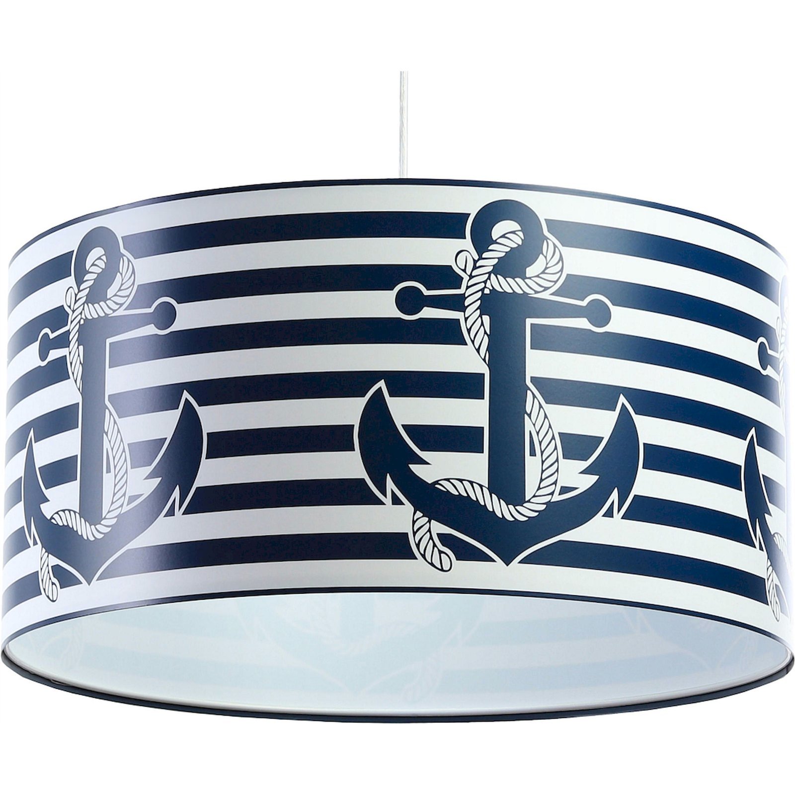 Suspension enfant abat-jour tissu bleu et blanc Ø 50 Suspension enfant abat-jour tissu bleu et blanc Ø 50