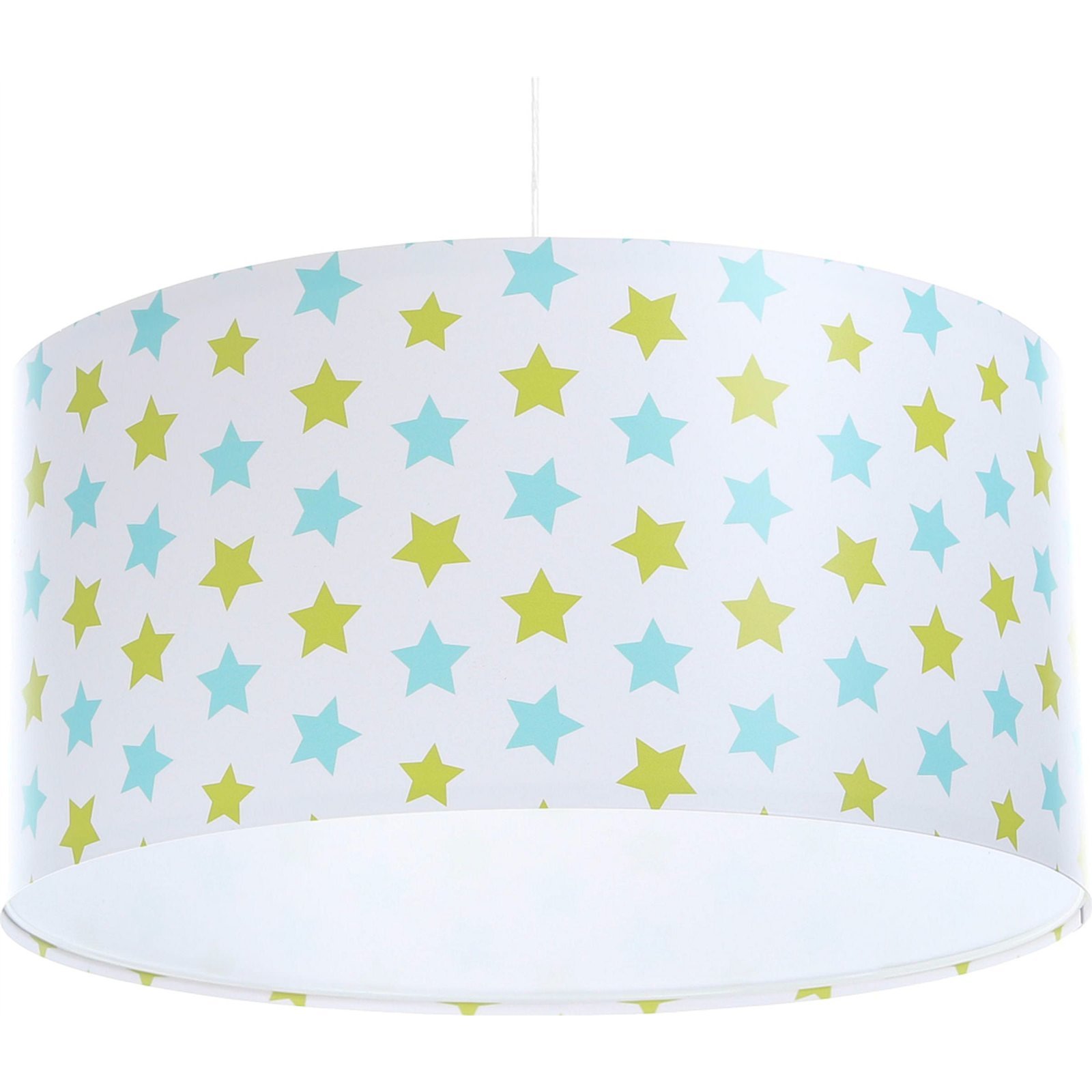 Suspension enfant abat-jour tissu multicolore et blanc Ø 30 Suspension enfant abat-jour tissu multicolore et blanc Ø 30
