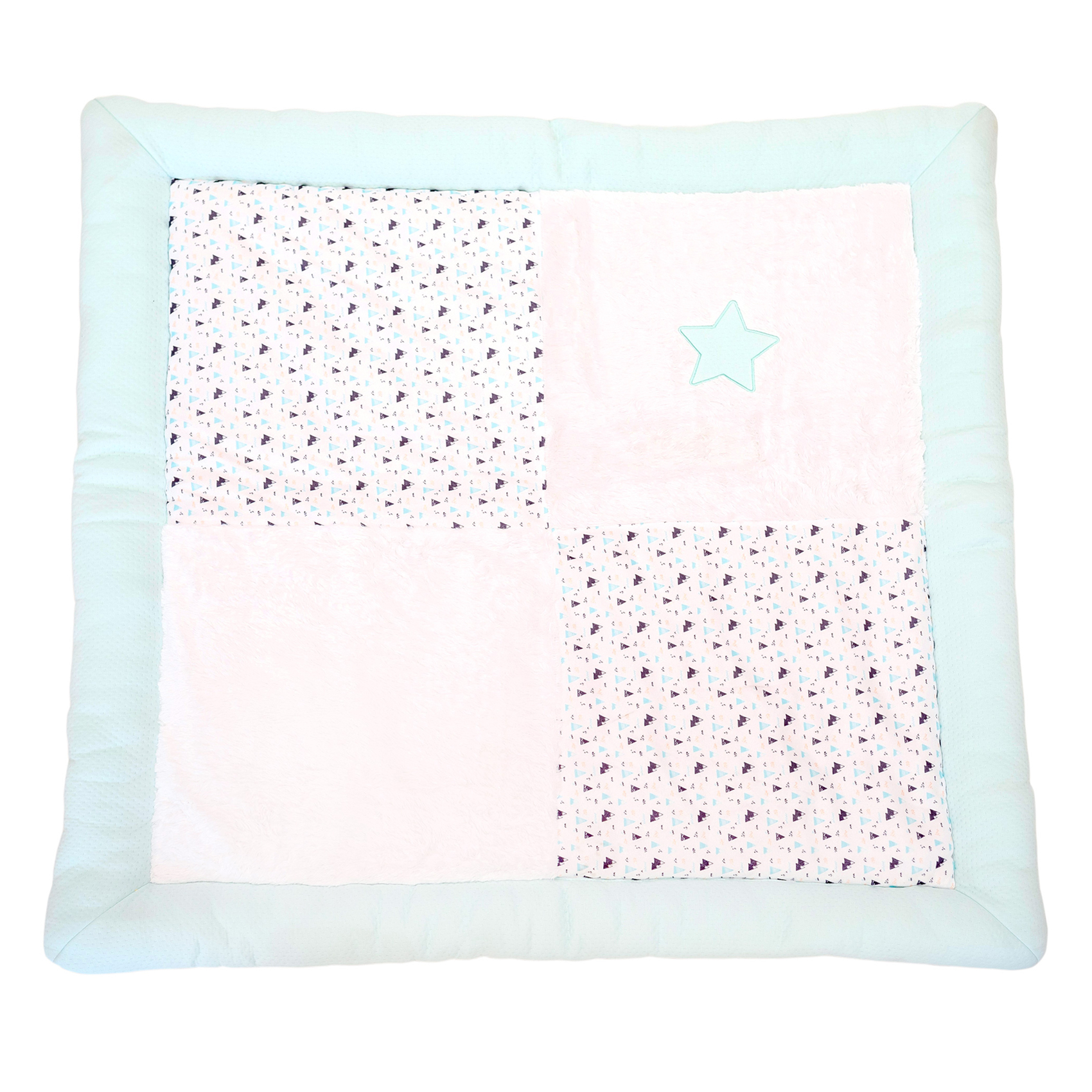Tapis de parc bébé Blanc/Aqua 100x100 antidérapant Tapis de parc bébé Blanc/Aqua 100x100 antidérapant
