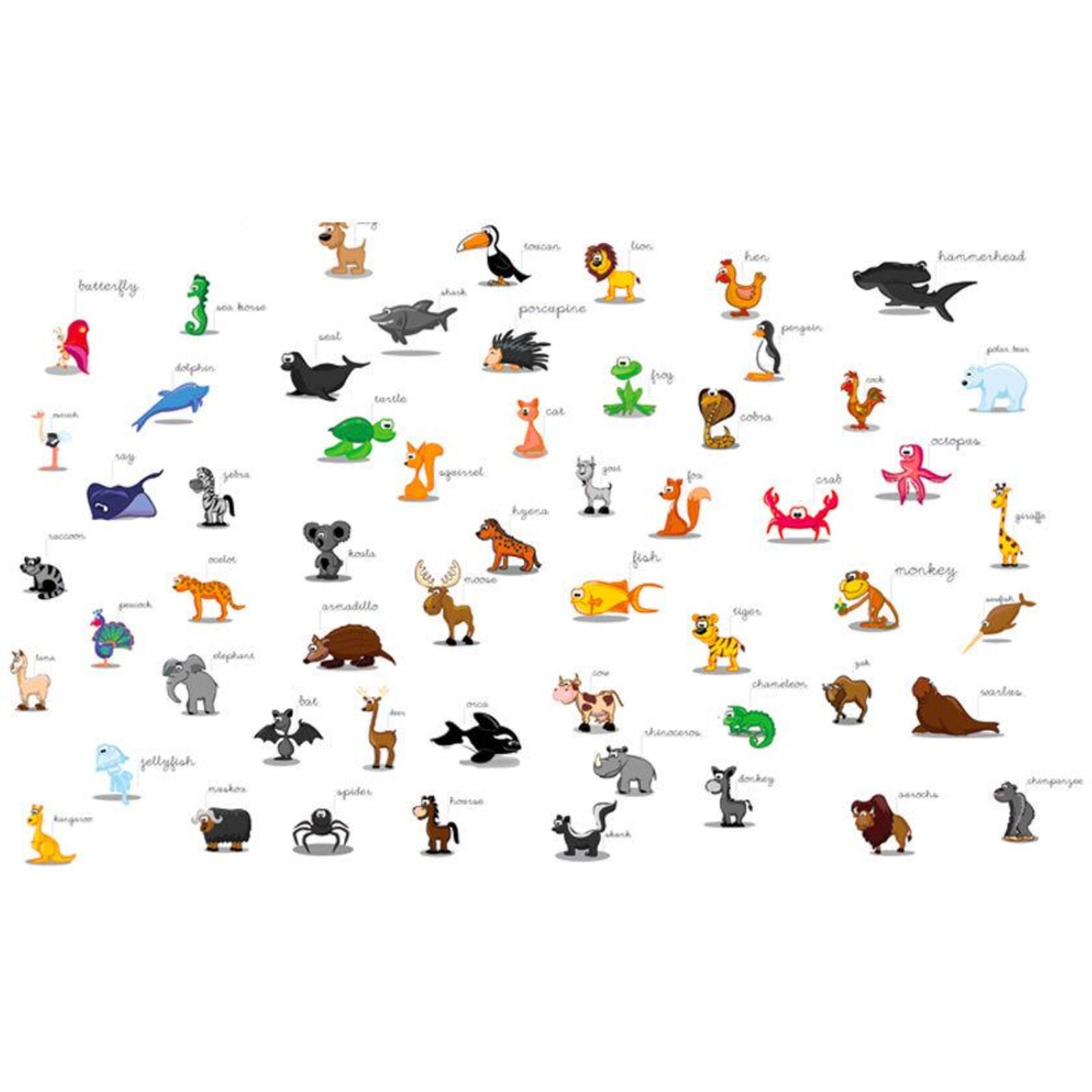 Papier peint enfant animaux pour kids blanc et multicolore Papier peint enfant animaux pour kids blanc et multicolore