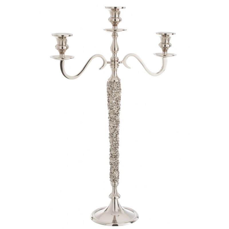 Chandelier 3 bras alu/métal argent H65cm Chandelier 3 bras alu/métal argent H65cm