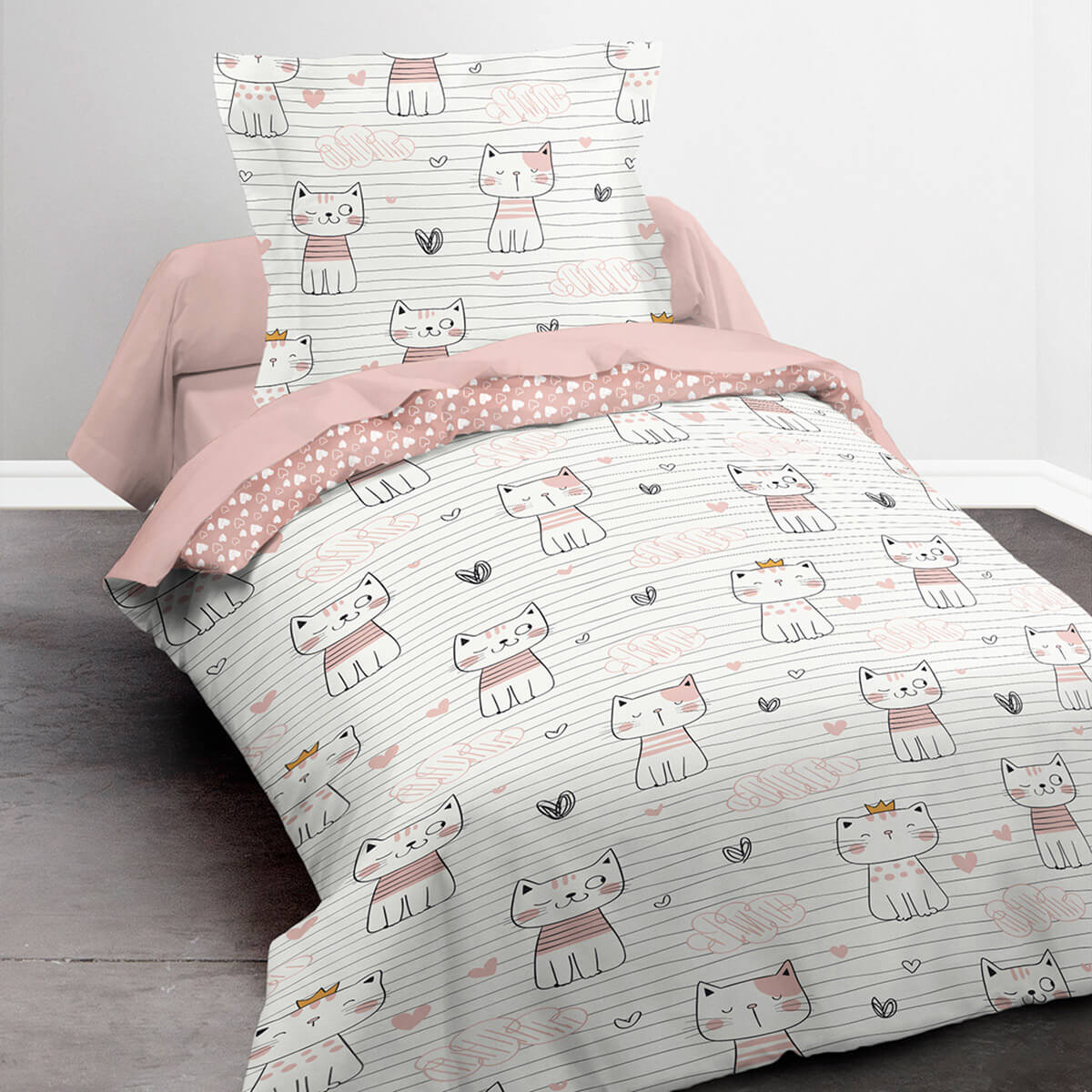 Parure de lit animal en Coton Rose 140x200 cm Parure de lit animal en Coton Rose 140x200 cm