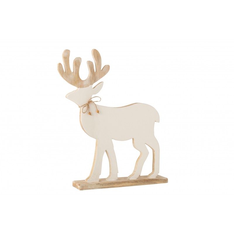 Renne sur pied bois de manguier blanc H56cm Renne sur pied bois de manguier blanc H56cm