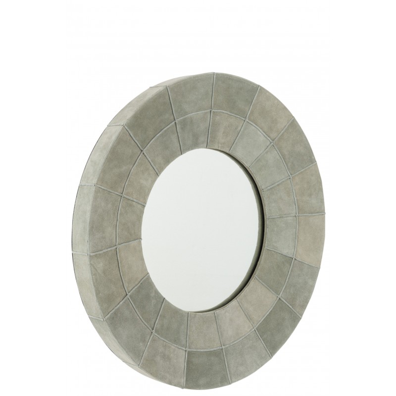 Miroir bord rond cuir vert D70 Miroir bord rond cuir vert D70