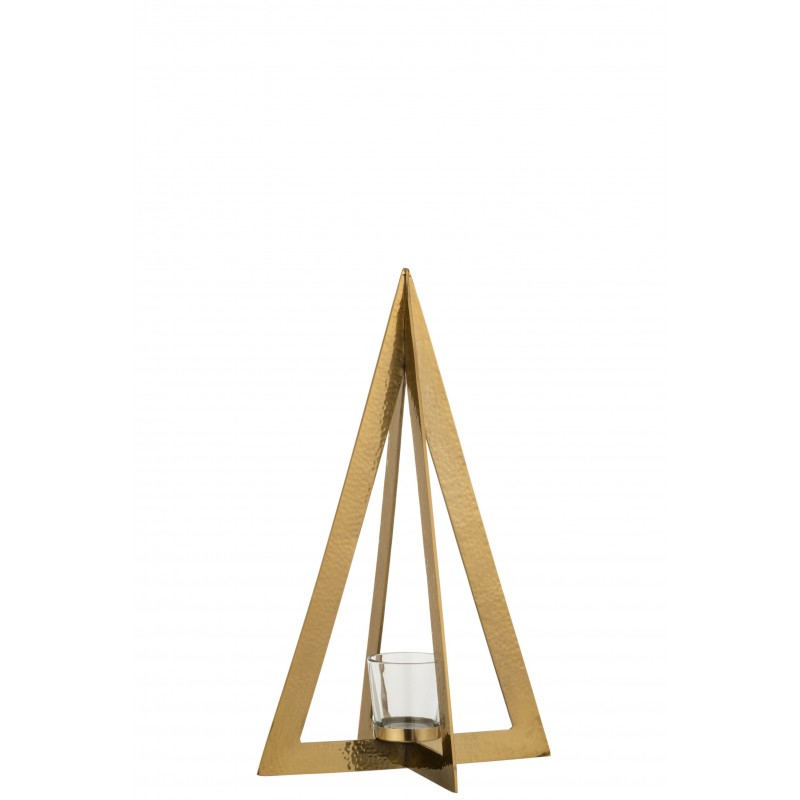 Photophore acier inoxydable verre or H40cm Photophore acier inoxydable verre or H40cm