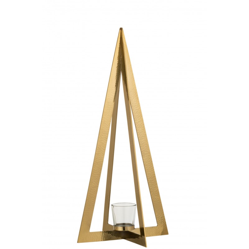 Photophore acier inoxydable verre or H55cm Photophore acier inoxydable verre or H55cm