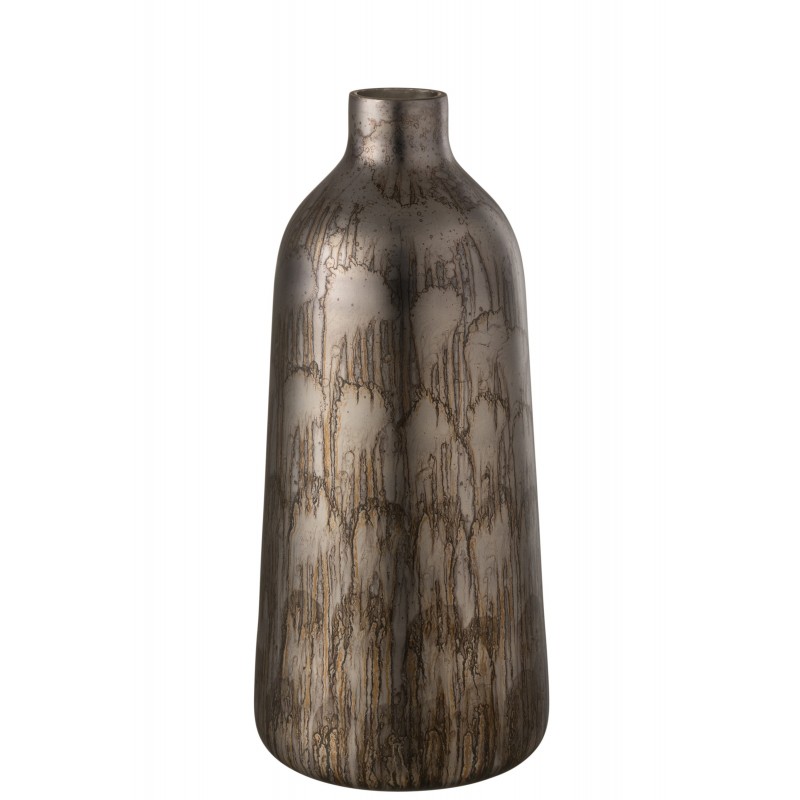 Vase haut rond verre gris/bleu H49cm