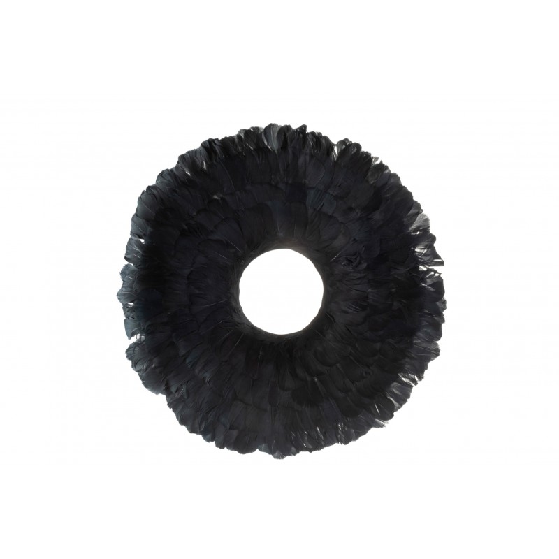 Couronne décorative plumes noires D52cm Couronne décorative plumes noires D52cm