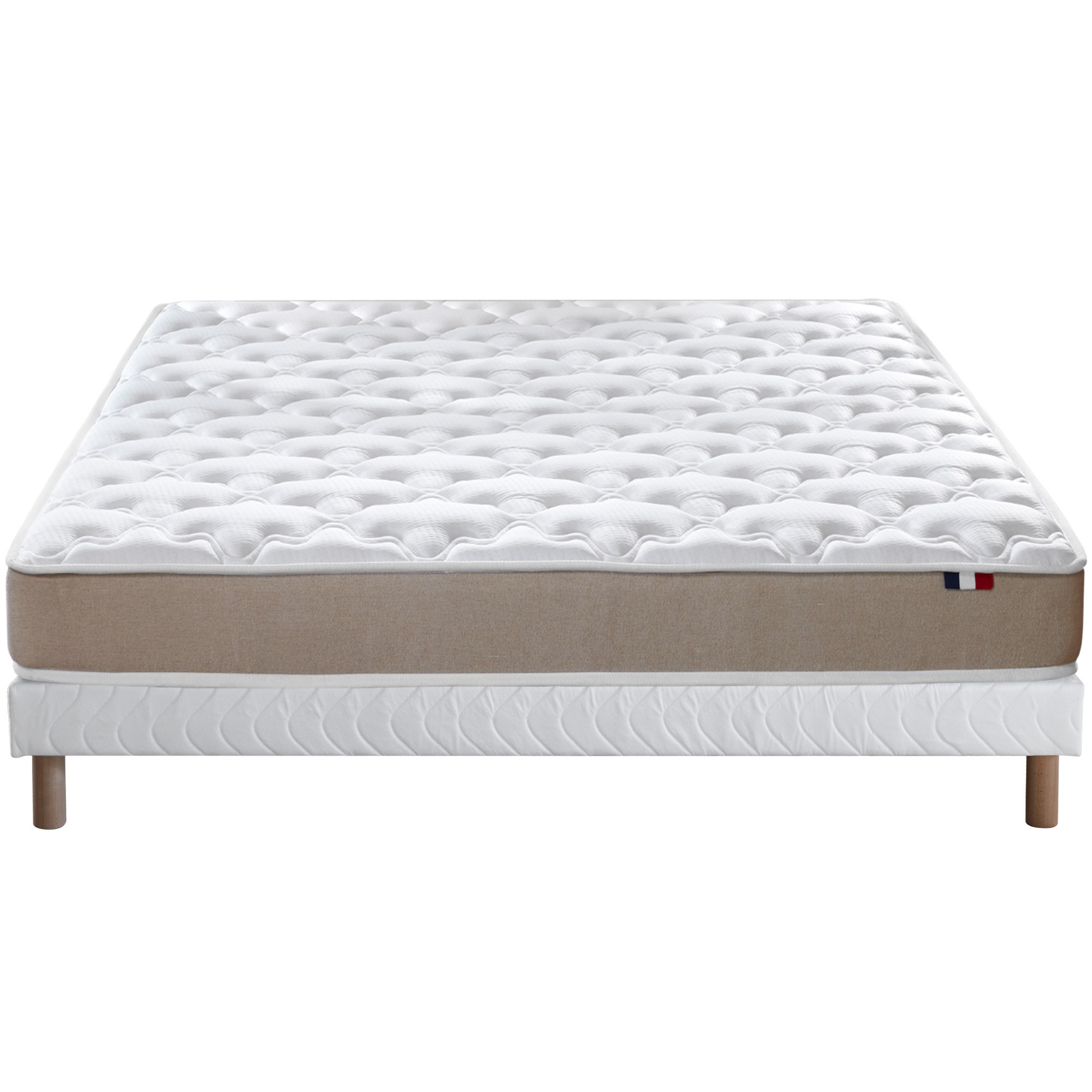 Ensemble matelas accueil latex 3 zones sommier blanc 140x190 Ensemble matelas accueil latex 3 zones sommier blanc 140x190