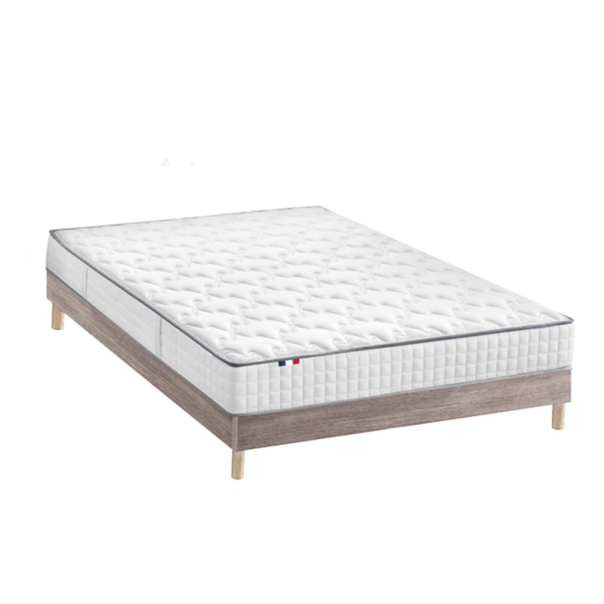 Ensemble Matelas Ressorts + Visco Sommier en Kit Chêne gris 160x200 Ensemble Matelas Ressorts + Visco Sommier en Kit Chêne gris 160x200