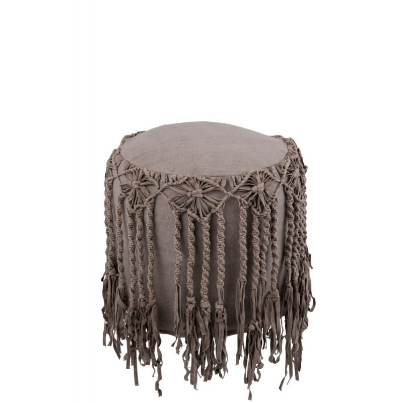 Pouf macramé coton taupe H45cm Pouf macramé coton taupe H45cm