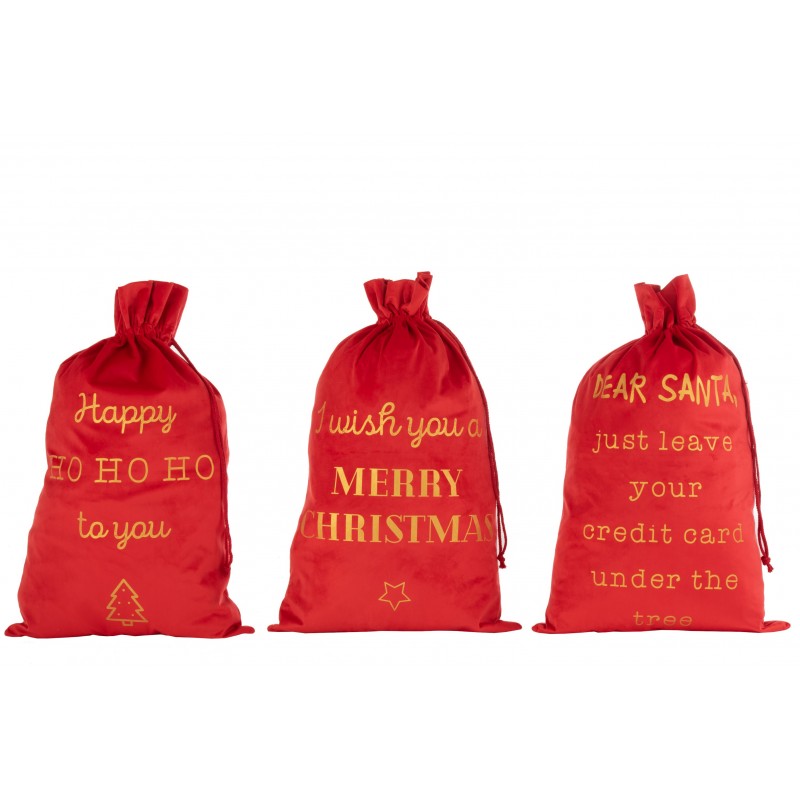 Pochettes Noël anglais velours rouge 80cm - Lot de 3 Pochettes Noël anglais velours rouge 80cm - Lot de 3