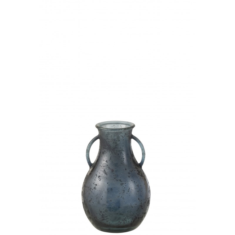 Vase bouteille 2 anses verre gris H32cm Vase bouteille 2 anses verre gris H32cm