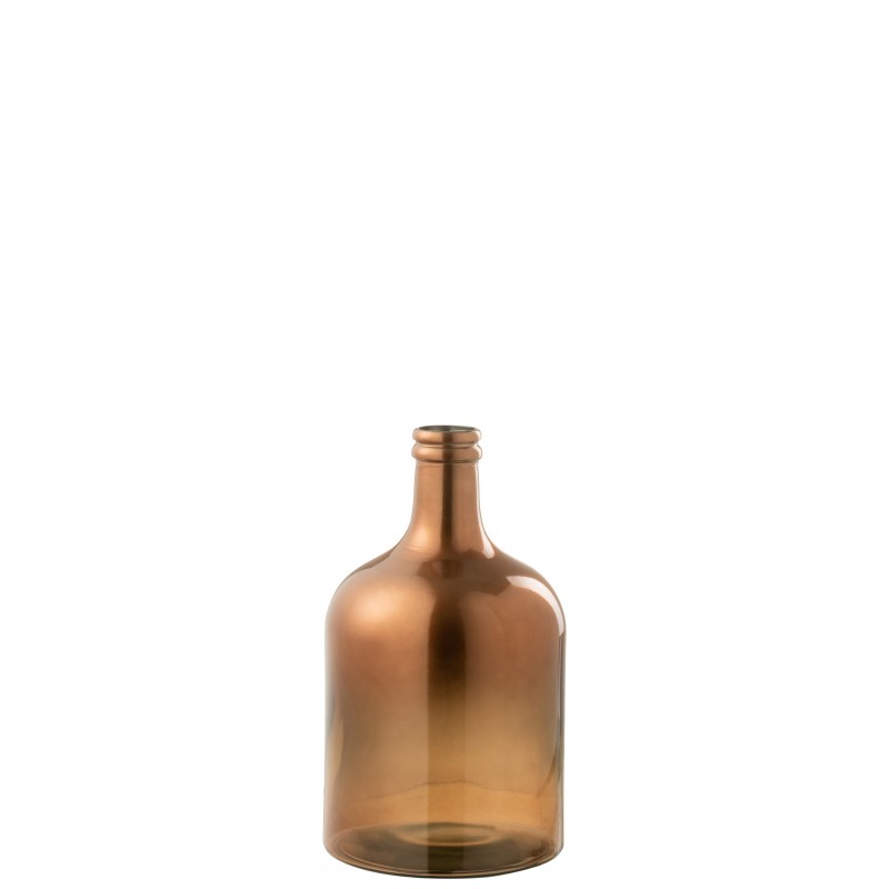 Vase bouteille verre métallique marron H43cm