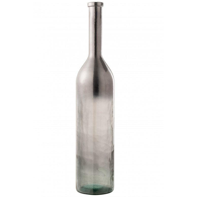 Vase bouteille verre métallique gris H100cm