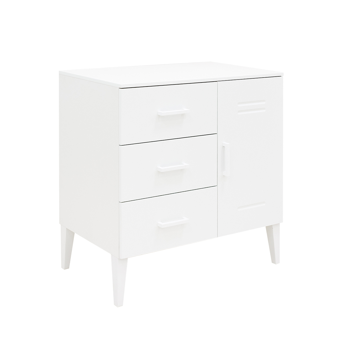 Commode 3 tiroirs 1 porte blanc Commode 3 tiroirs 1 porte blanc