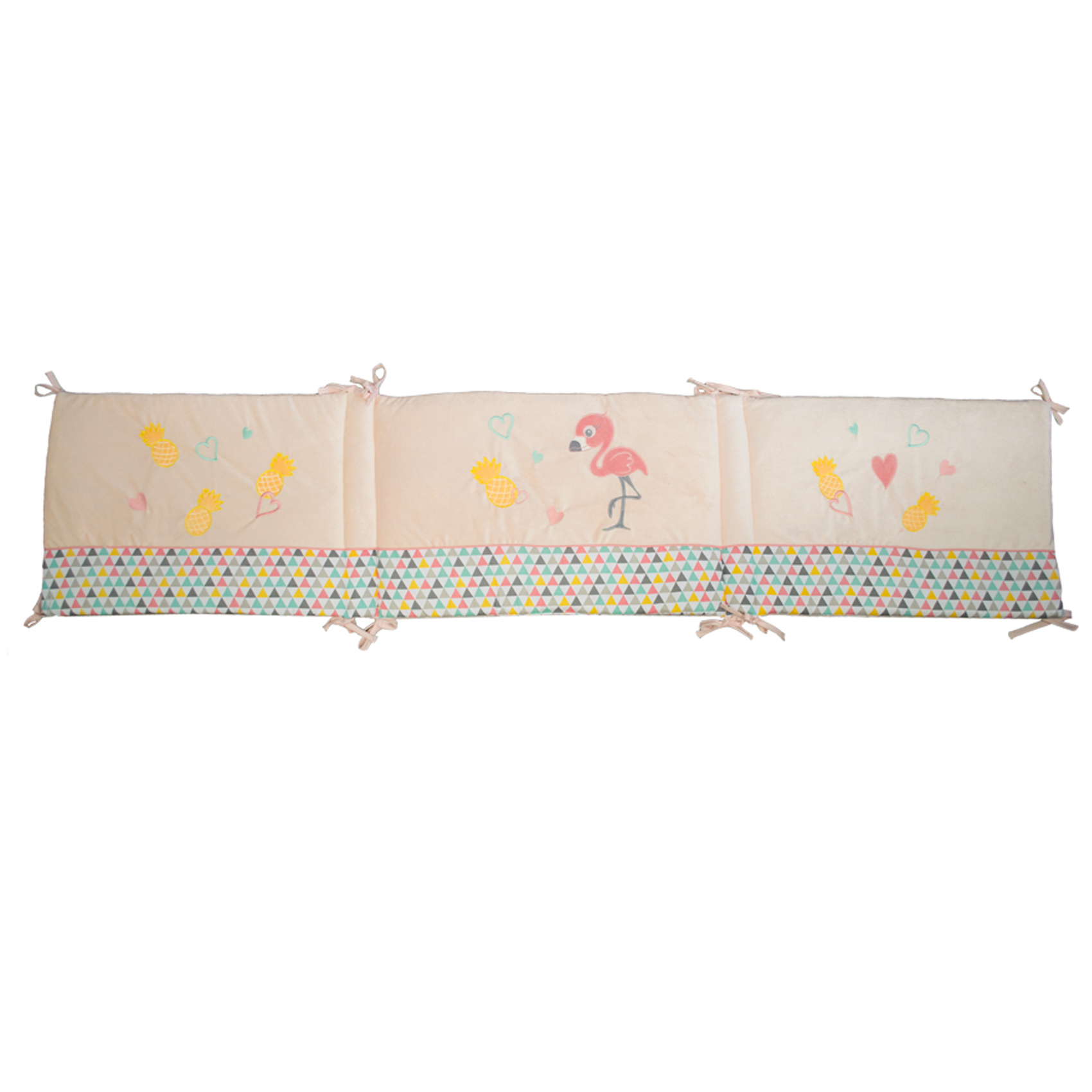 Tour de lit bébé adaptable flaminco Rose 40x180 Tour de lit bébé adaptable flaminco Rose 40x180