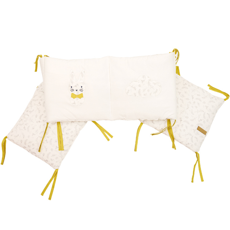 Tour de lit bébé Leafy Bunny en Coton Ecru 30x180 Tour de lit bébé Leafy Bunny en Coton Ecru 30x180