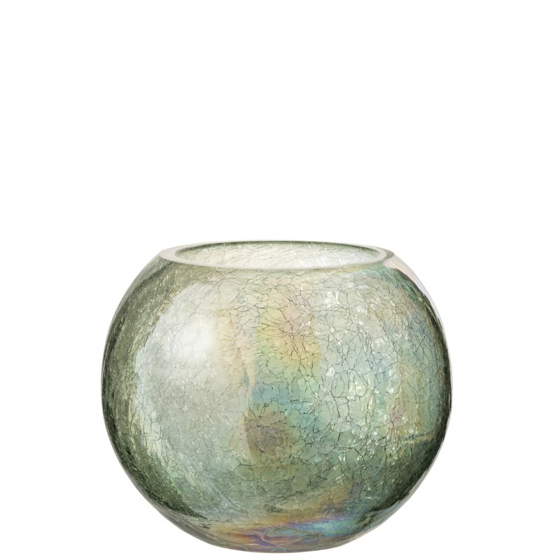 Photophore boule craquelé verre vert Photophore boule craquelé verre vert