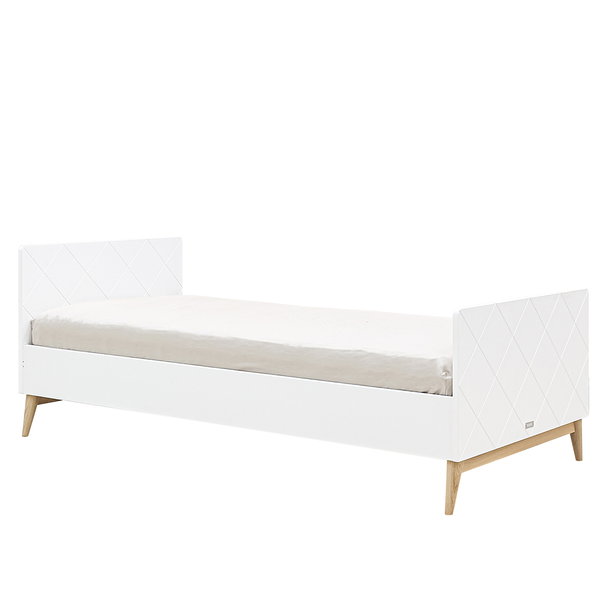 Lit 90x200 sommier inclus blanc chêne Lit 90x200 sommier inclus blanc chêne