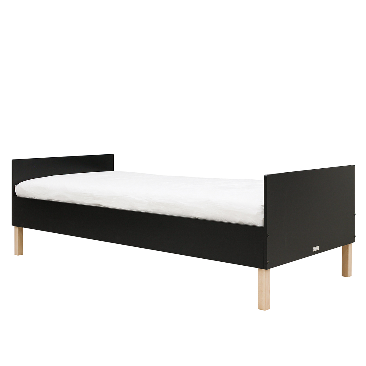 Lit 90x200 noir mat bois