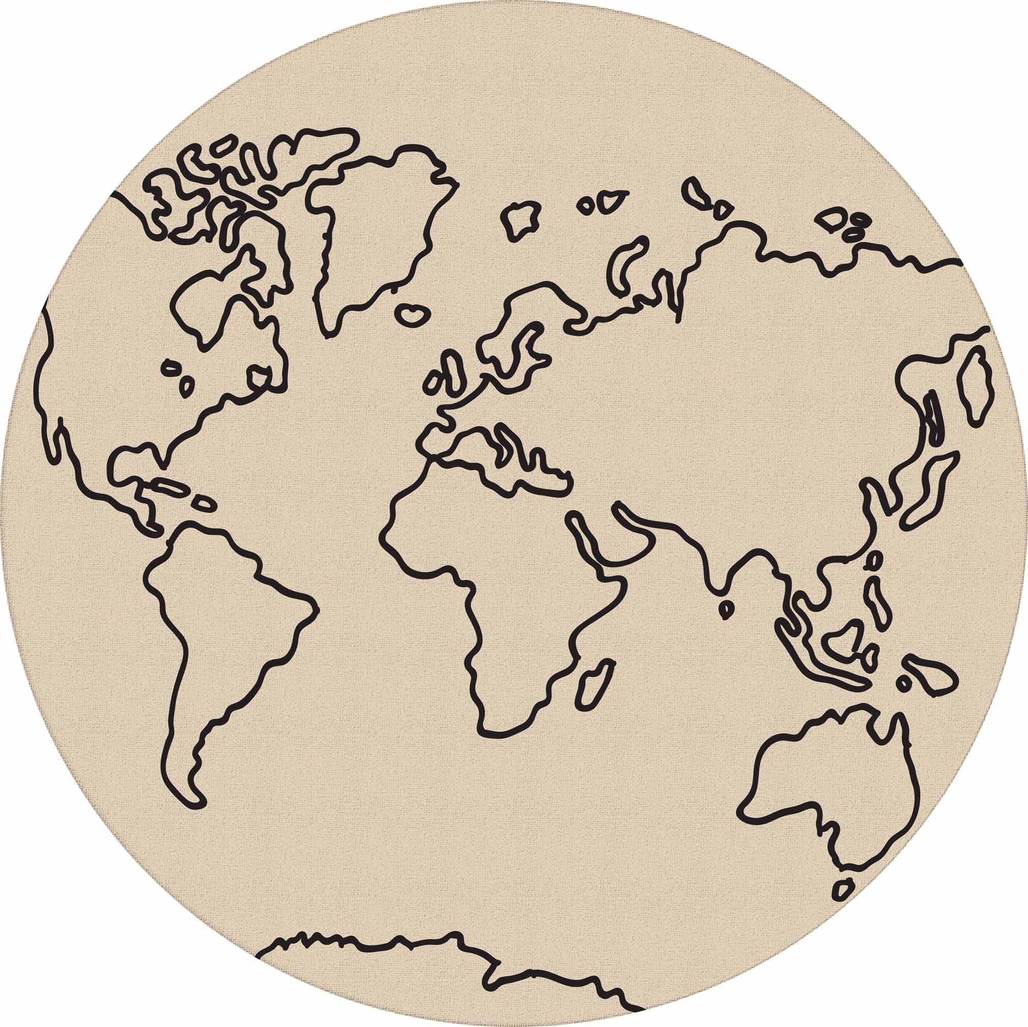 Tapis lavable carte du monde beige 80x80