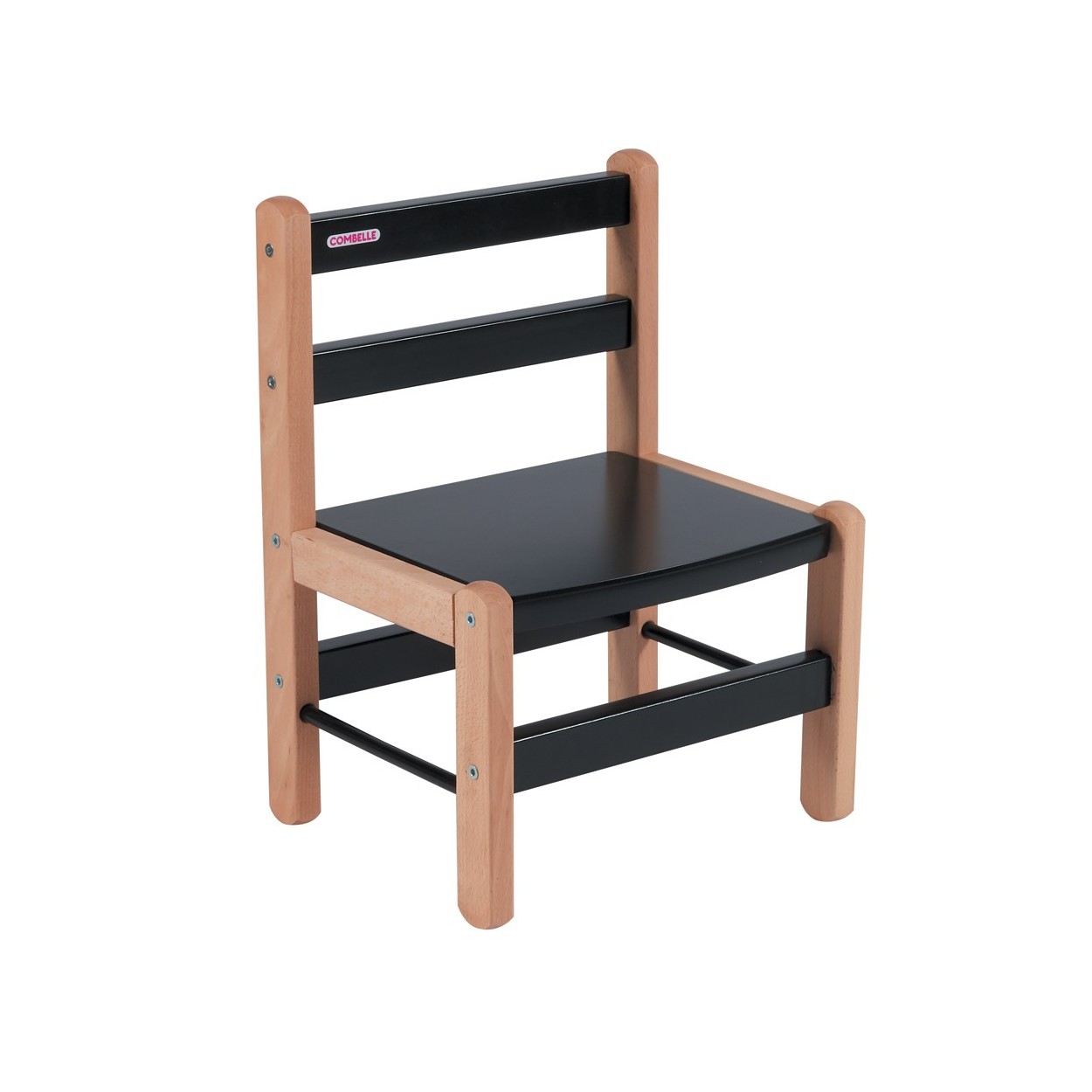 Chaise enfant en bois bicolore noir (Combelle) - Image 1