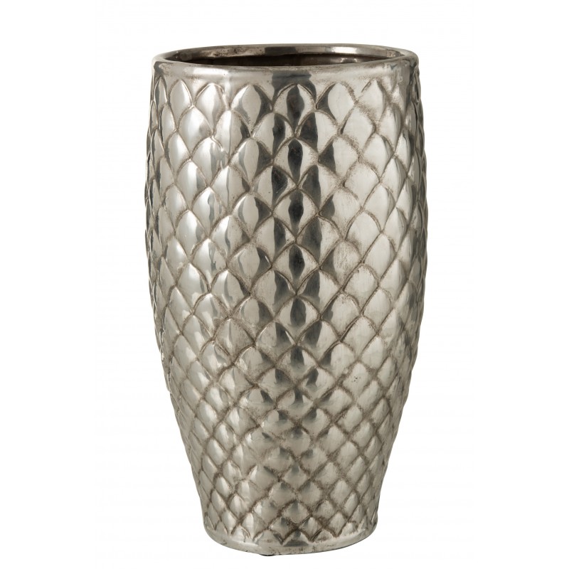 Vase à carreaux métal argenté H40cm Vase à carreaux métal argenté H40cm