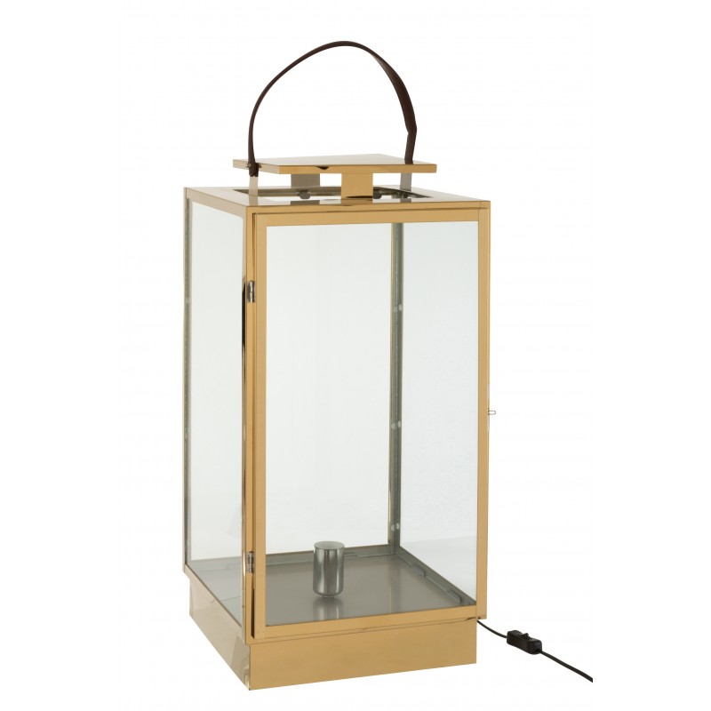Lanterne lampe métal/verre or H75cm Lanterne lampe métal/verre or H75cm