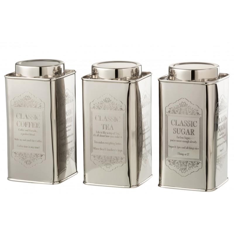 Pots à provision acier inoxydable argent - Lot de 3 Pots à provision acier inoxydable argent - Lot de 3