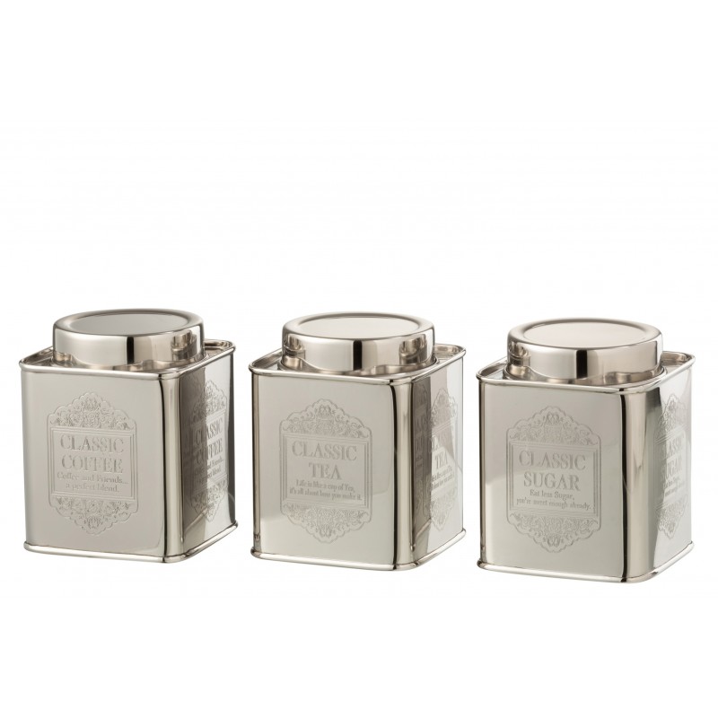 Pots à provision acier inoxydable argent - Lot de 3 Pots à provision acier inoxydable argent - Lot de 3