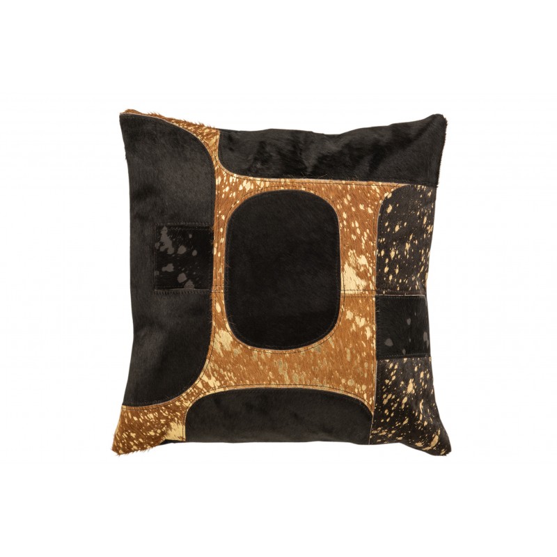 Coussin carré cuir noir/or 45x45cm Coussin carré cuir noir/or 45x45cm